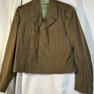 Langoma Industry Olive Green Military Jacket Dec 22, 1955 size 44L Phila depot